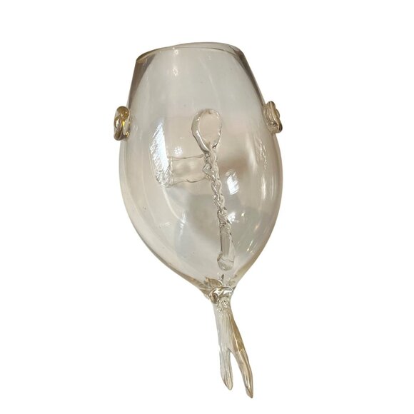 Vintage MCM Hand Blown Clear Glass Fish Vase/Terrarium - Picture 4 of 7